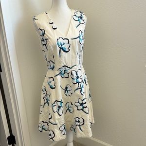 Draper James White and Blue Sleeveless V-Neck Sundress
